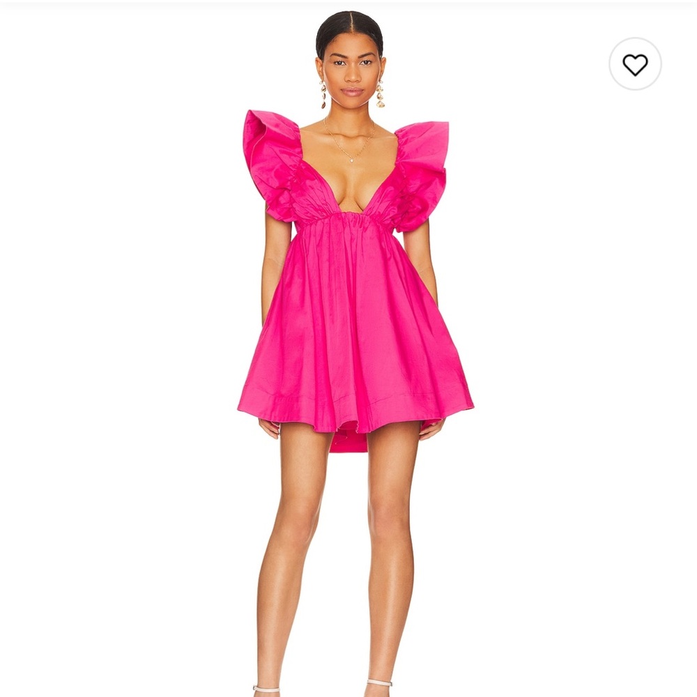 For Love And Lemons Fuchsia Ruffle Mini Dress